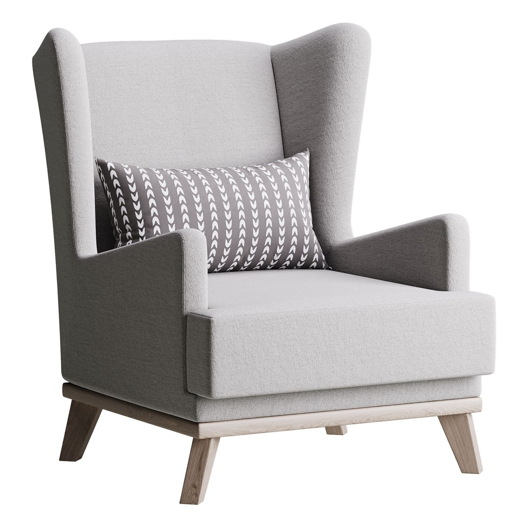 Hoff Ludwig Armchair 3D Model – Elegant Upholstered Chair, FBX & OBJ - View 3