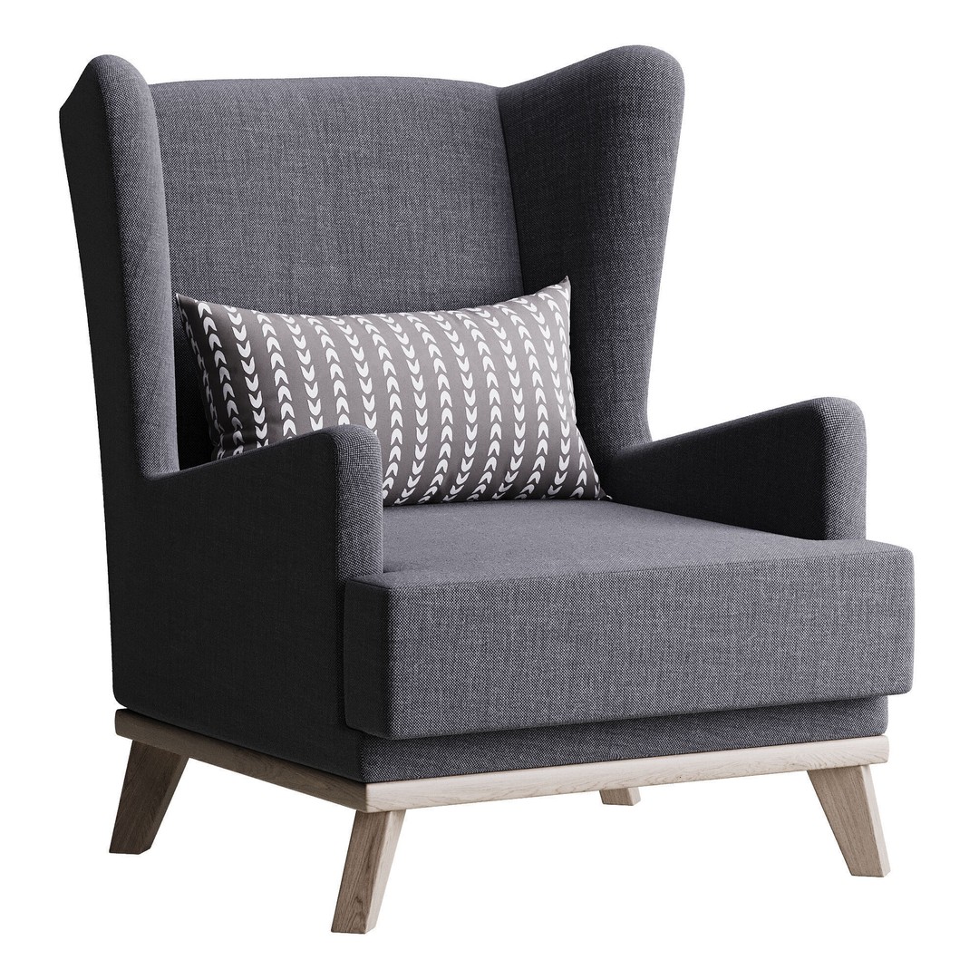 Hoff Ludwig Armchair 3D Model – Elegant Upholstered Chair, FBX & OBJ - View 4