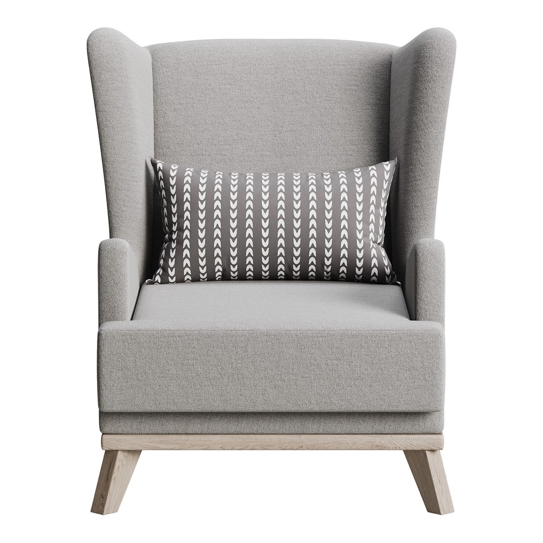 Hoff Ludwig Armchair 3D Model – Elegant Upholstered Chair, FBX & OBJ - View 6