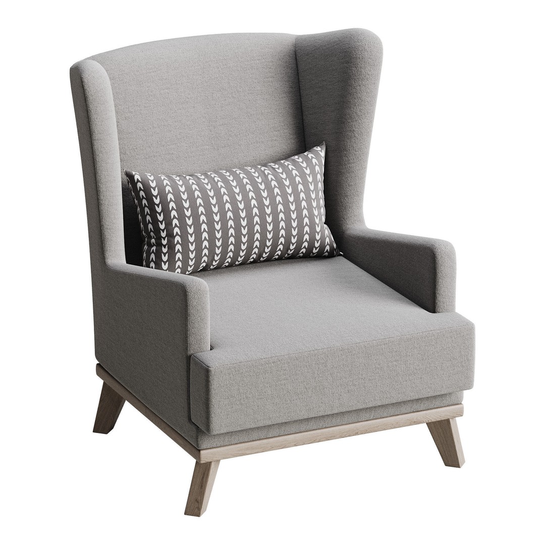 Hoff Ludwig Armchair 3D Model – Elegant Upholstered Chair, FBX & OBJ - View 7