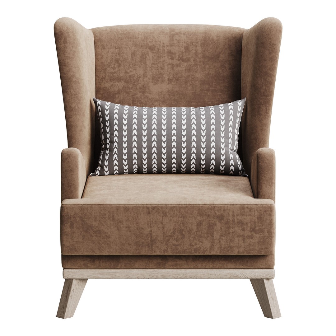 Hoff Ludwig Armchair 3D Model – Elegant Upholstered Chair, FBX & OBJ - View 8