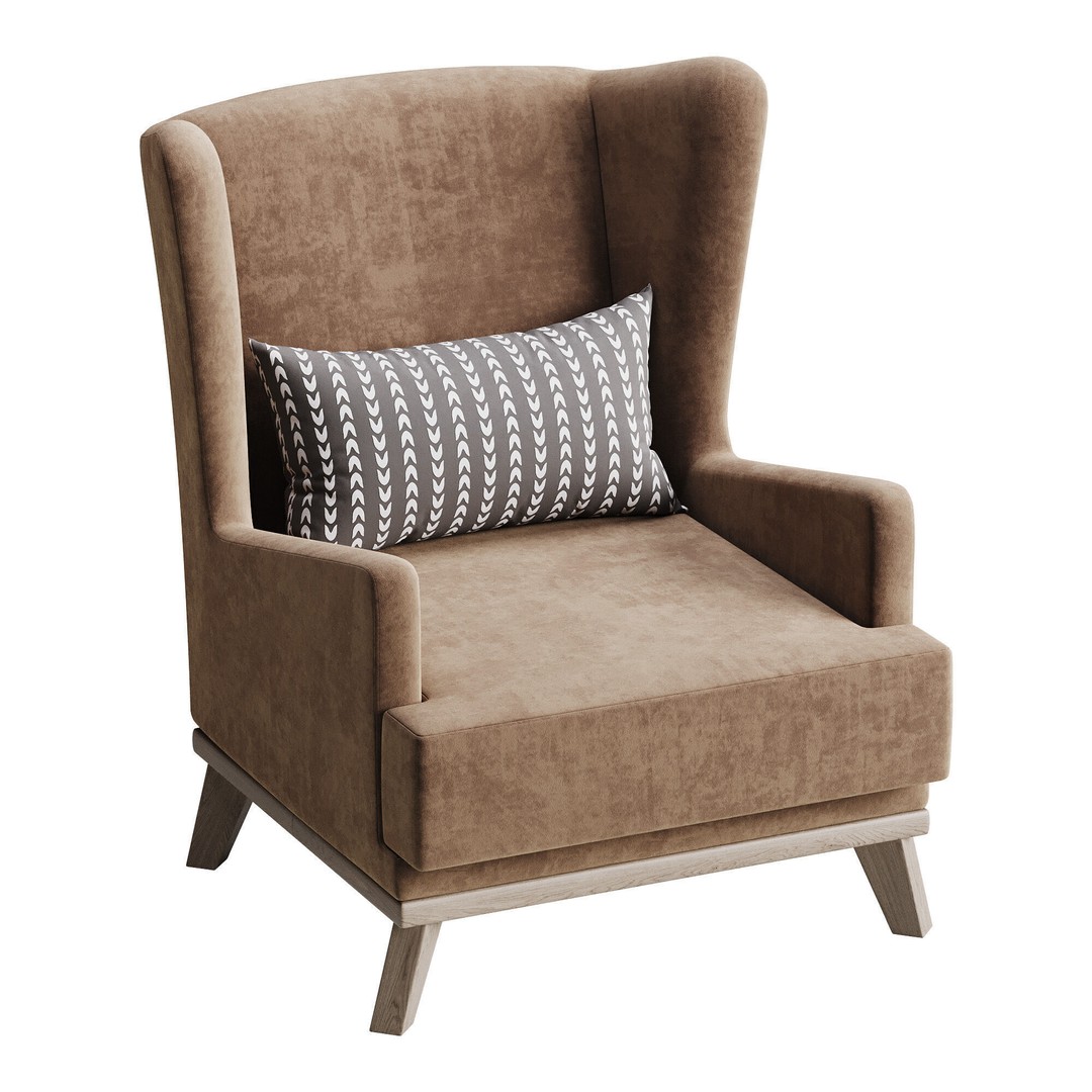 Hoff Ludwig Armchair 3D Model – Elegant Upholstered Chair, FBX & OBJ - View 9