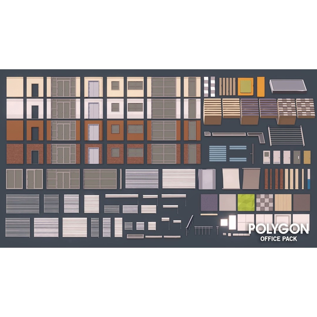 Office 3D Model – Low Poly Game Asset with Props and Characters