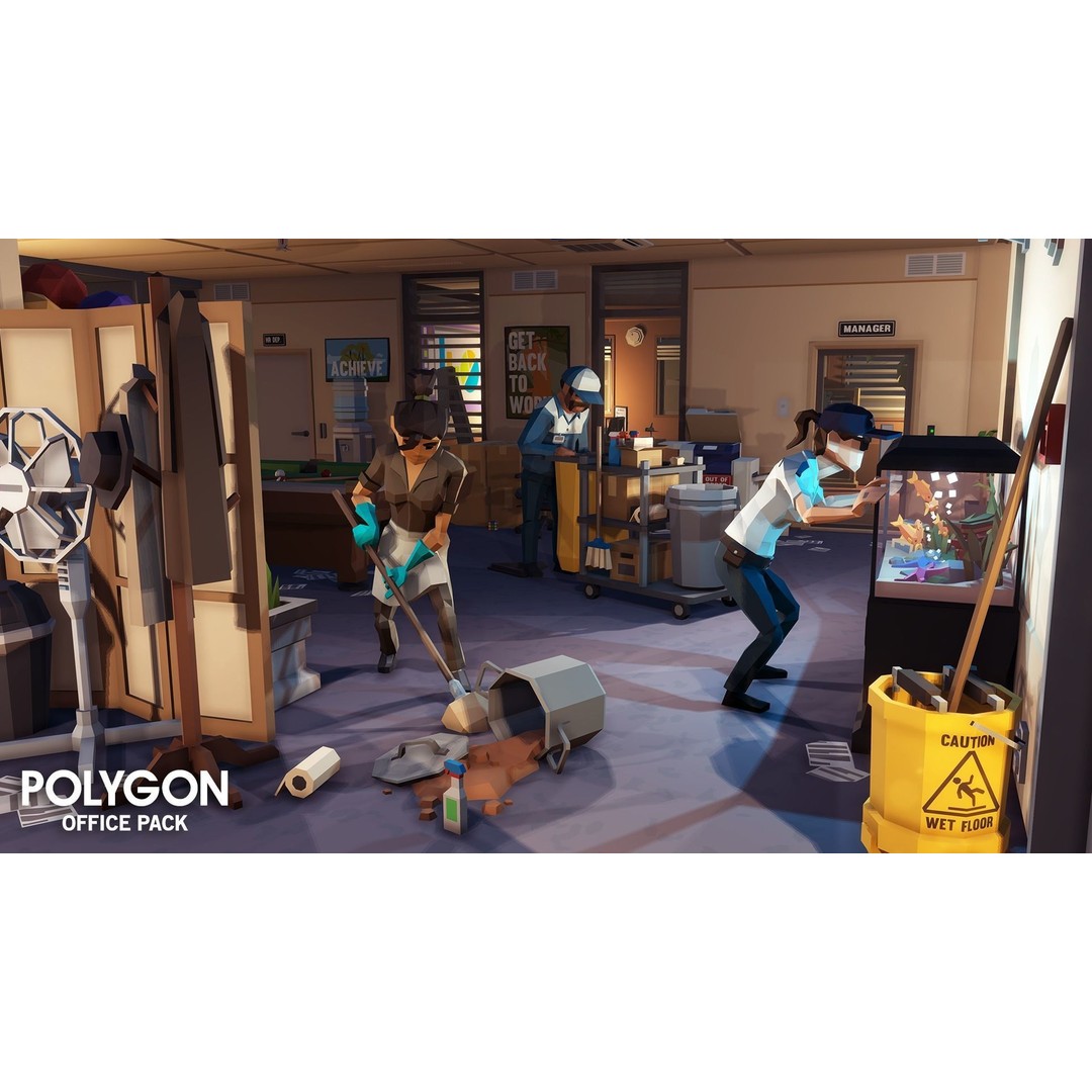 Office 3D Model – Low Poly Game Asset with Props and Characters - View 10
