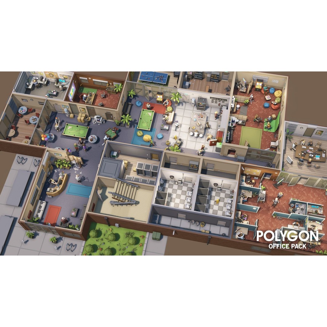 Office 3D Model – Low Poly Game Asset with Props and Characters - View 12