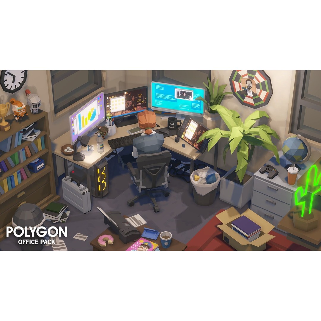 Office 3D Model – Low Poly Game Asset with Props and Characters - View 13