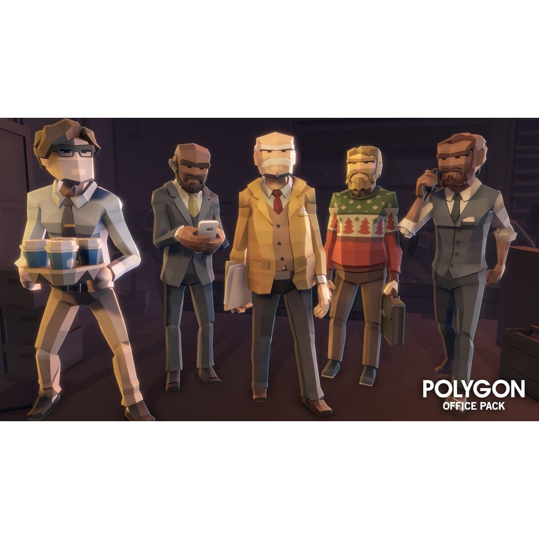 Office 3D Model – Low Poly Game Asset with Props and Characters - View 14