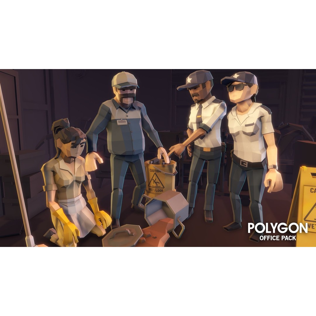 Office 3D Model – Low Poly Game Asset with Props and Characters - View 16