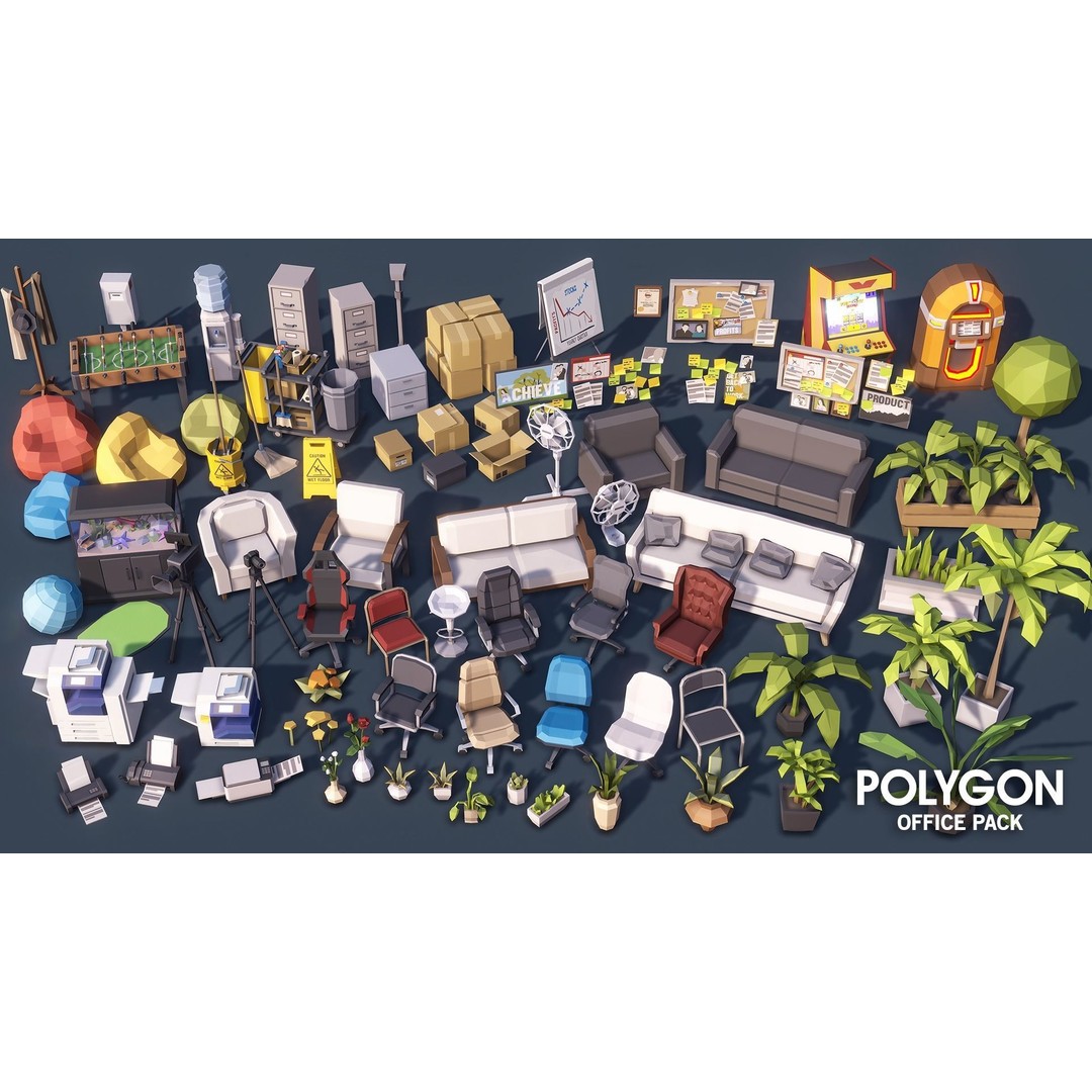 Office 3D Model – Low Poly Game Asset with Props and Characters - View 18