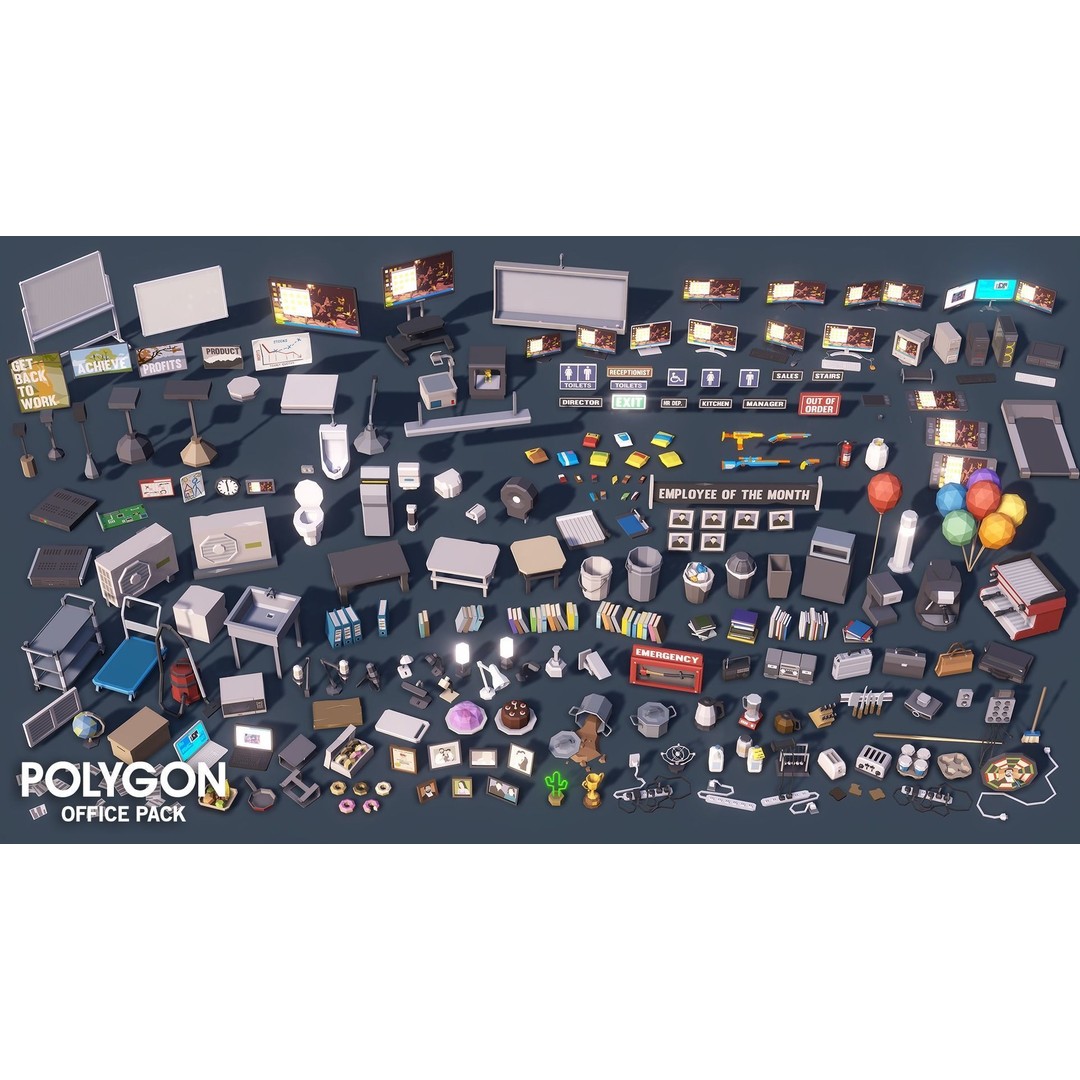 Office 3D Model – Low Poly Game Asset with Props and Characters - View 19