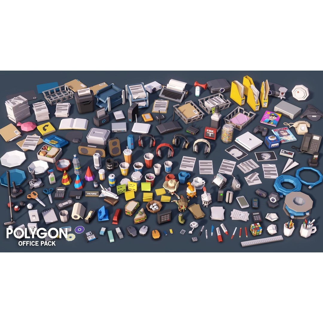 Office 3D Model – Low Poly Game Asset with Props and Characters - View 20