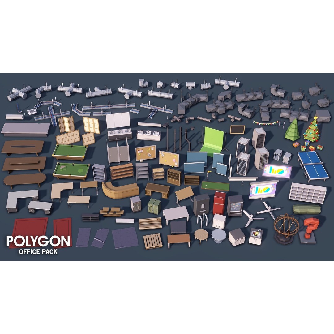 Office 3D Model – Low Poly Game Asset with Props and Characters - View 21