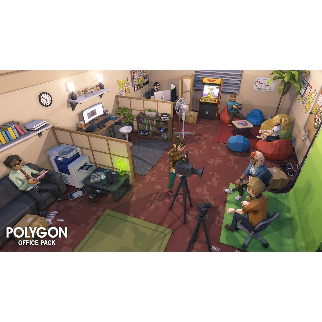 Office 3D Model – Low Poly Game Asset with Props and Characters - View 4