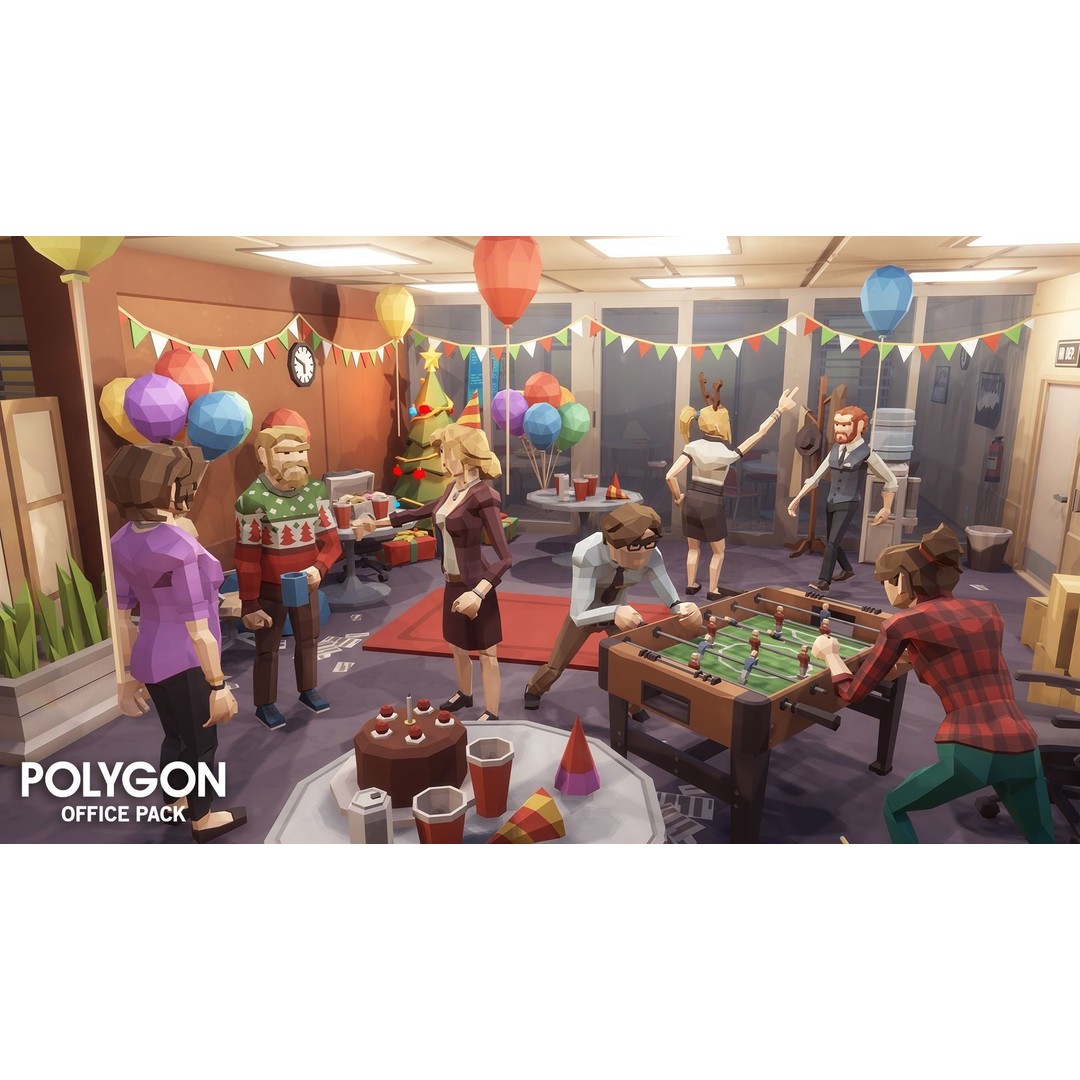 Office 3D Model – Low Poly Game Asset with Props and Characters - View 6