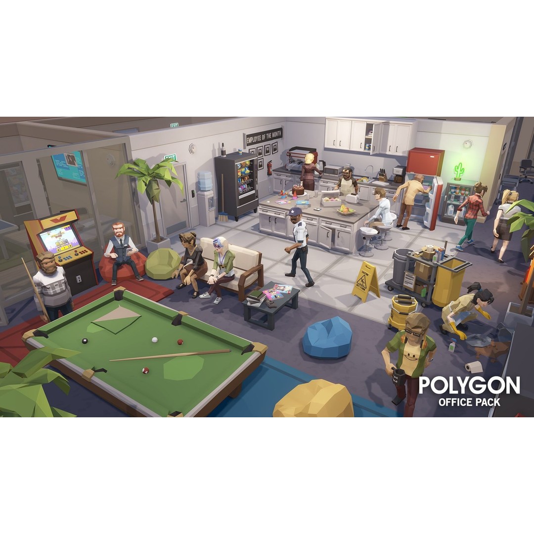 Office 3D Model – Low Poly Game Asset with Props and Characters - View 7