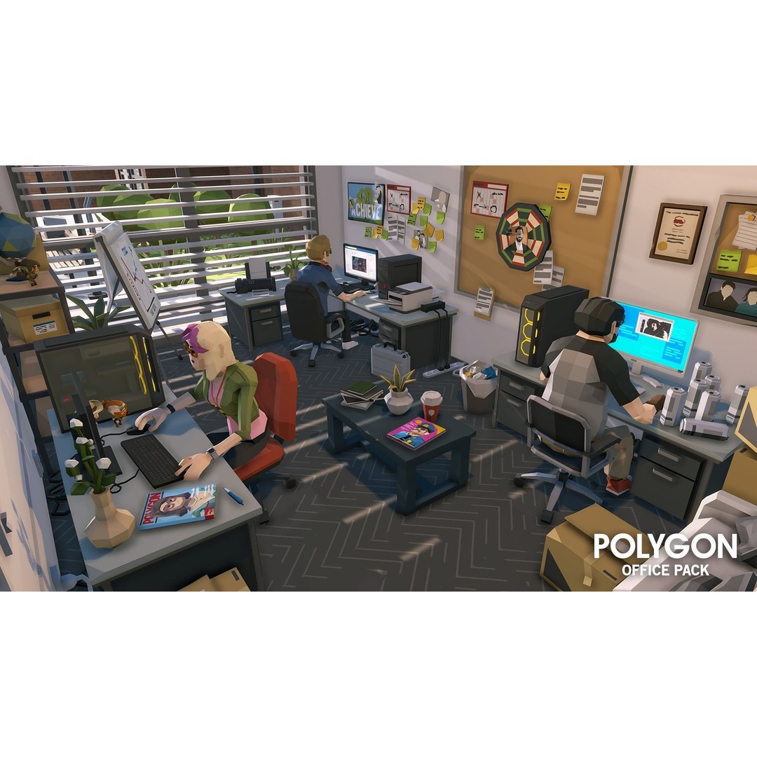 Office 3D Model – Low Poly Game Asset with Props and Characters - View 8