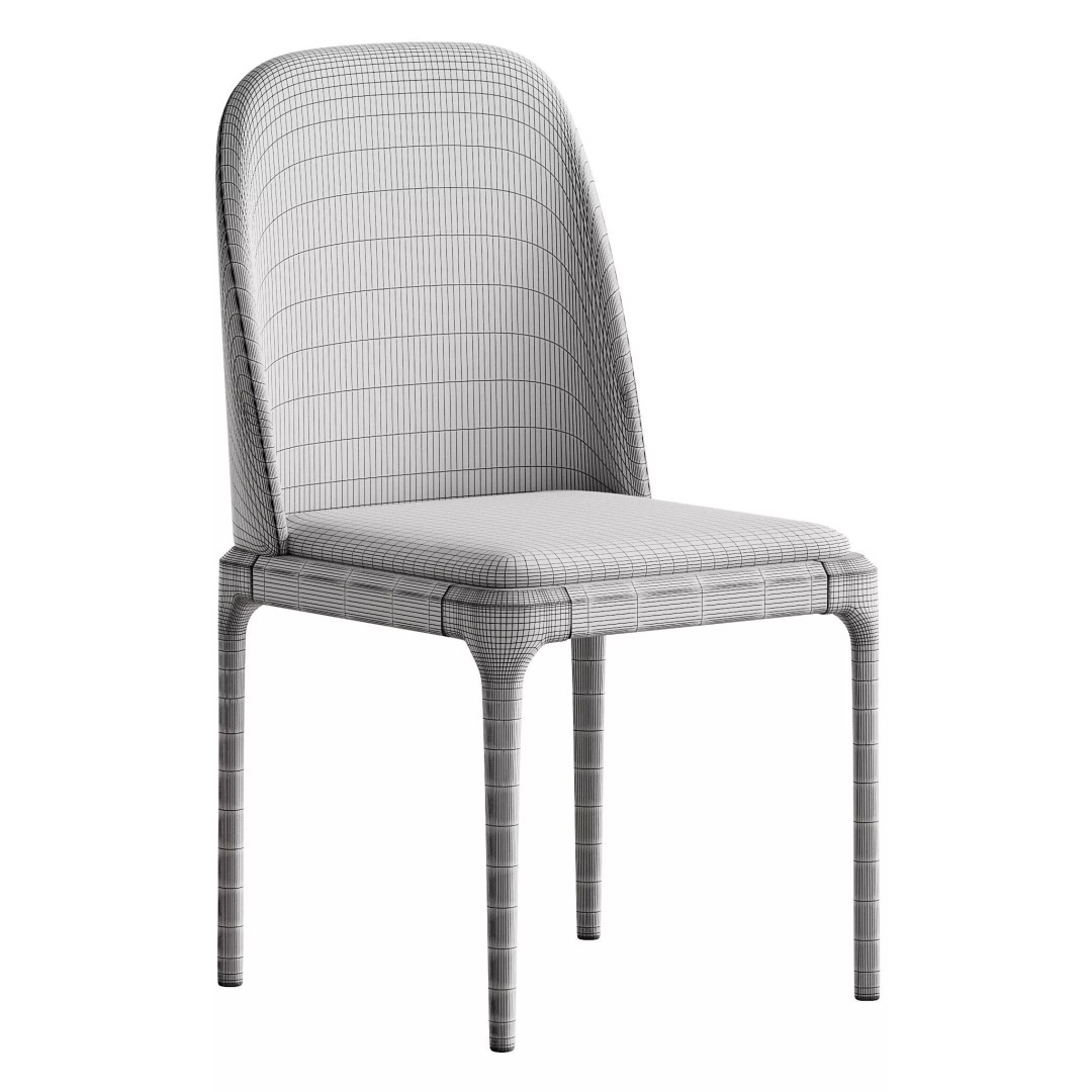 Leather Scandinavian Restaurant Side Chair 3D Model – PBR, FBX, OBJ - View 15