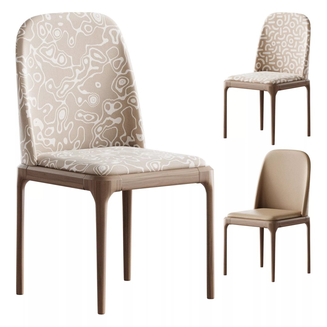 Leather Scandinavian Restaurant Side Chair 3D Model – PBR, FBX, OBJ - View 2