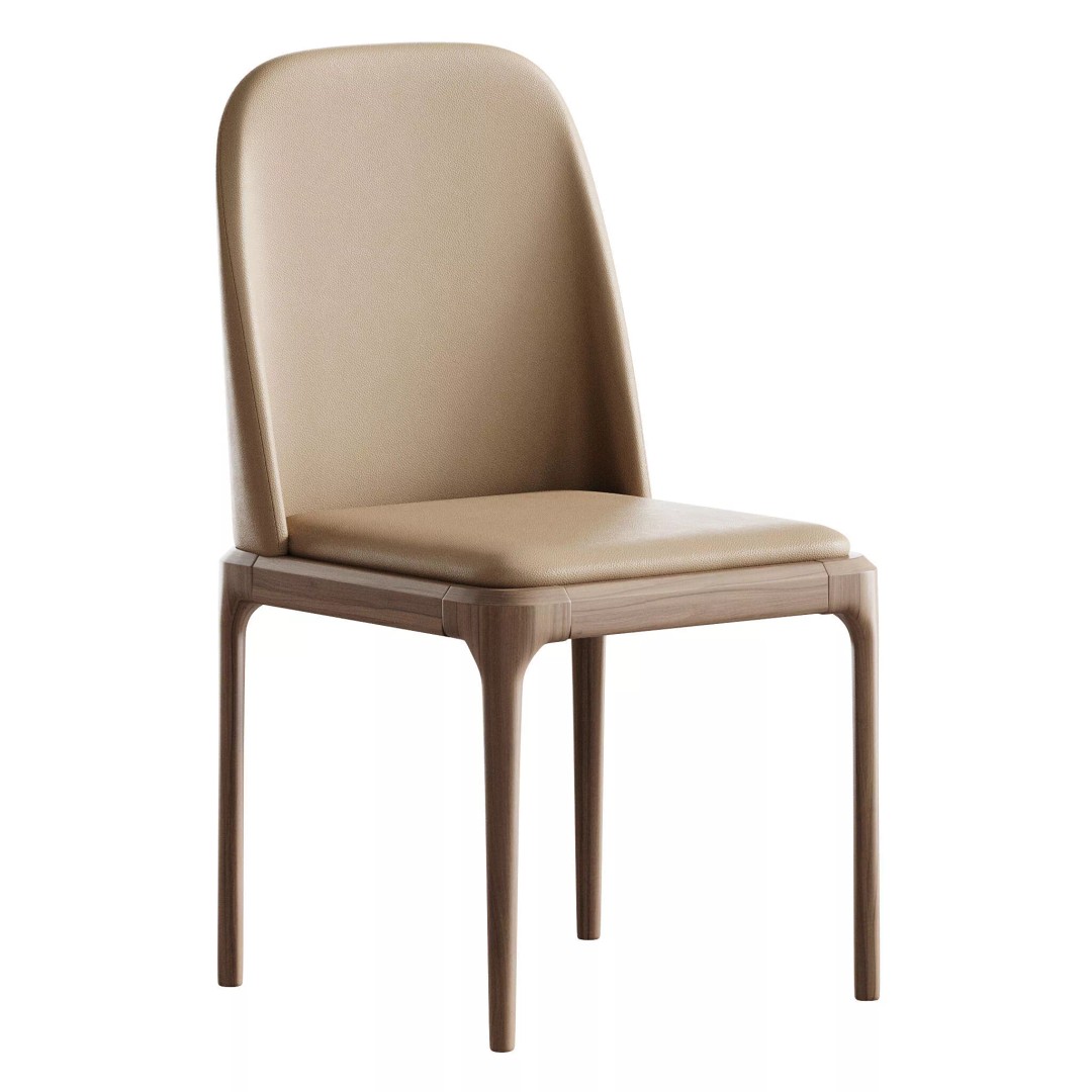 Leather Scandinavian Restaurant Side Chair 3D Model – PBR, FBX, OBJ - View 3