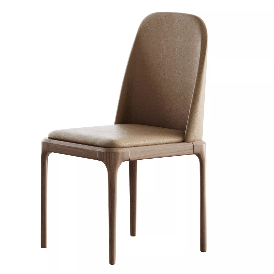 Leather Scandinavian Restaurant Side Chair 3D Model – PBR, FBX, OBJ - View 8