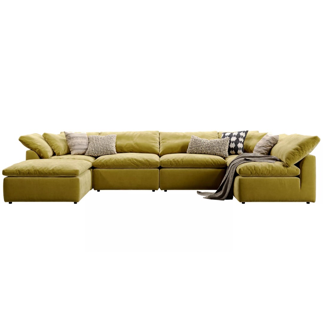 Cloud Grand U-Sofa Bumper Sectional 3D Model – Luxury Sofa with Textures - View 10