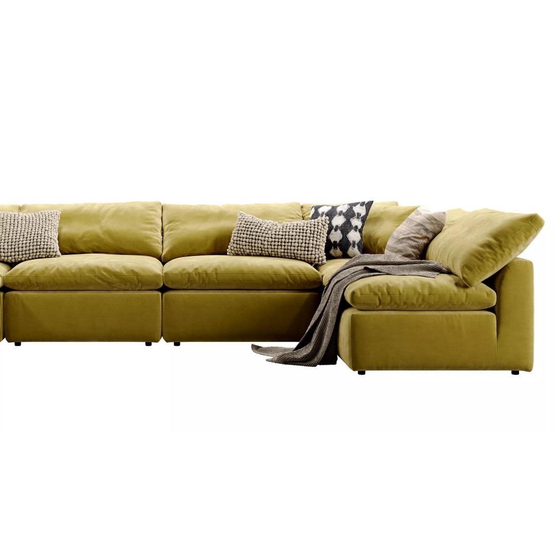 Cloud Grand U-Sofa Bumper Sectional 3D Model – Luxury Sofa with Textures - View 11