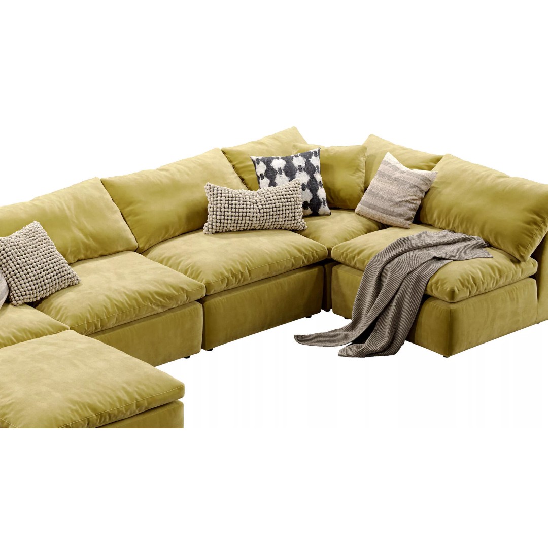 Cloud Grand U-Sofa Bumper Sectional 3D Model – Luxury Sofa with Textures - View 14