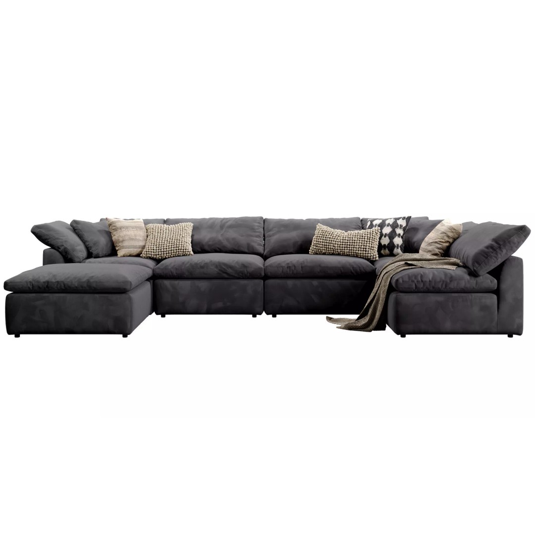 Cloud Grand U-Sofa Bumper Sectional 3D Model – Luxury Sofa with Textures - View 3