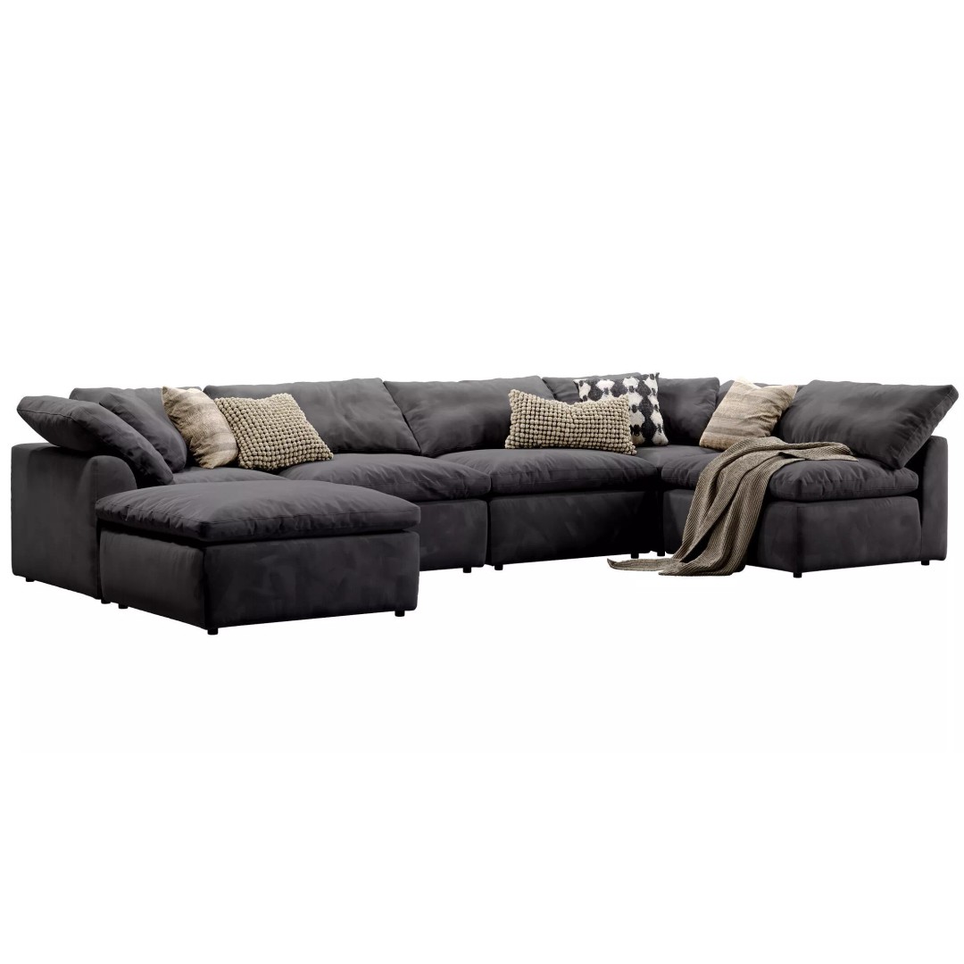 Cloud Grand U-Sofa Bumper Sectional 3D Model – Luxury Sofa with Textures - View 4