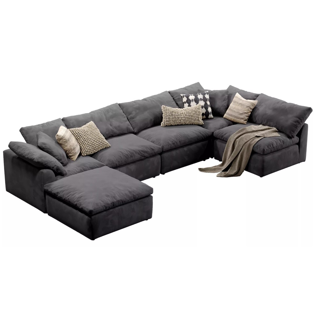 Cloud Grand U-Sofa Bumper Sectional 3D Model – Luxury Sofa with Textures - View 6