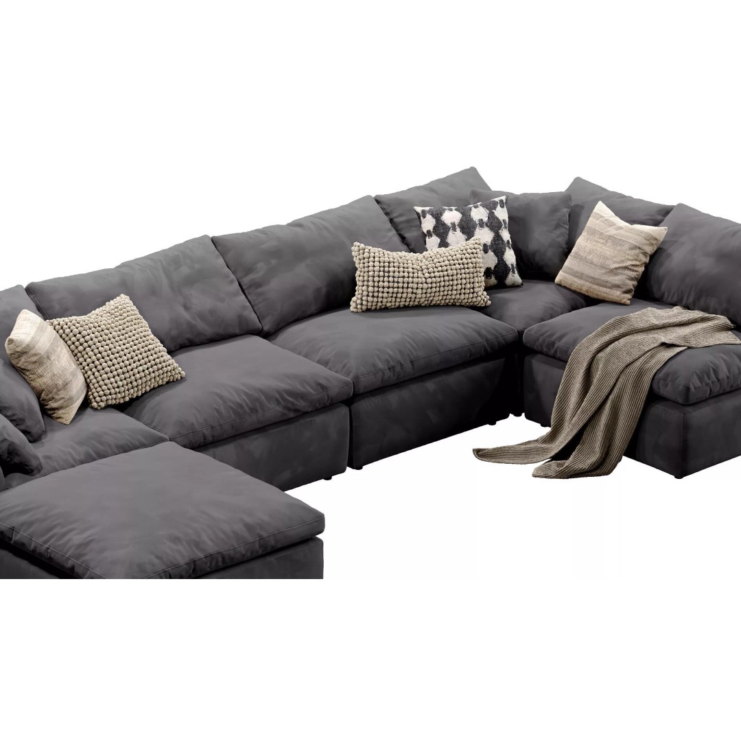 Cloud Grand U-Sofa Bumper Sectional 3D Model – Luxury Sofa with Textures - View 7