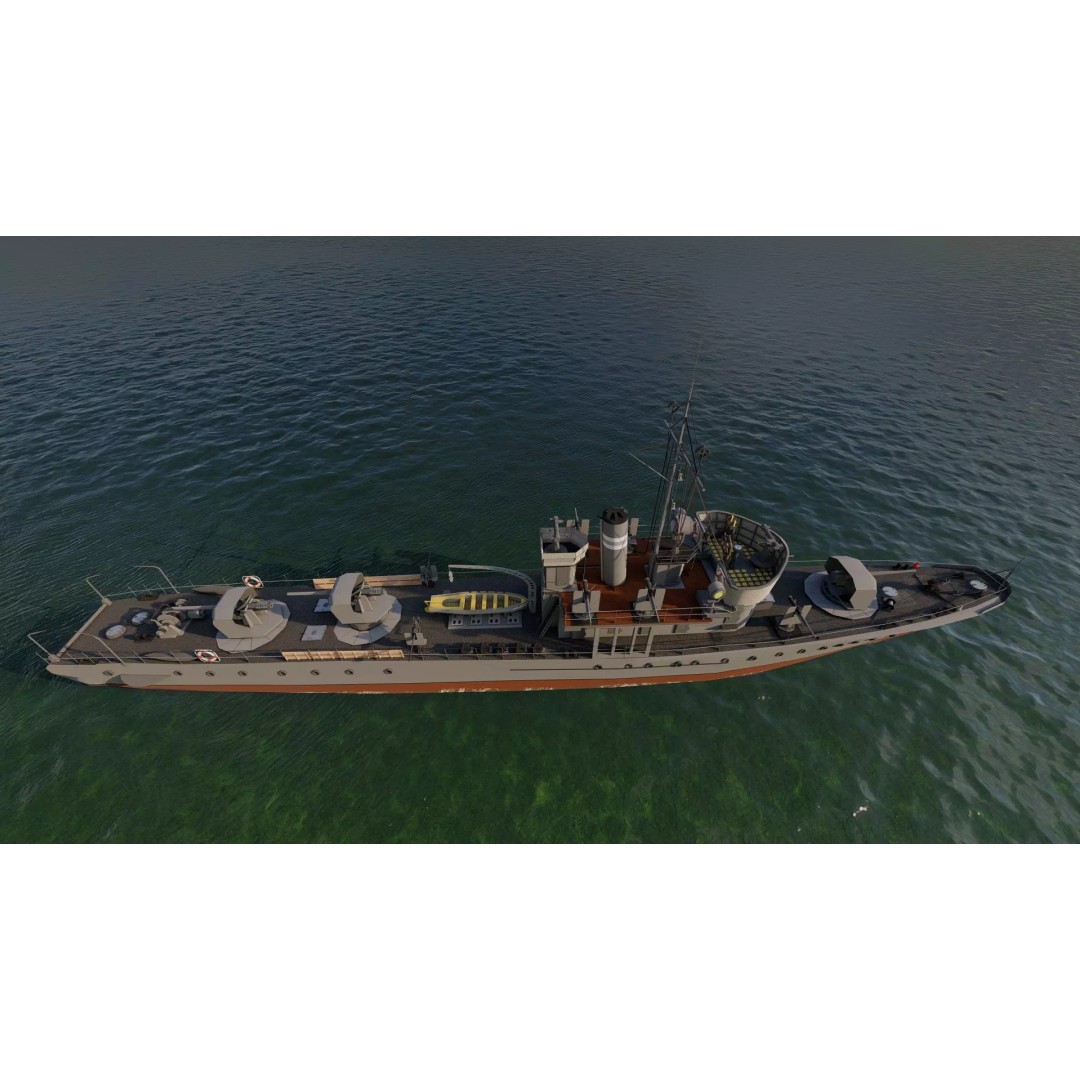 Frigate 3D Model – Military Warship with Rigging and PBR Textures - View 2