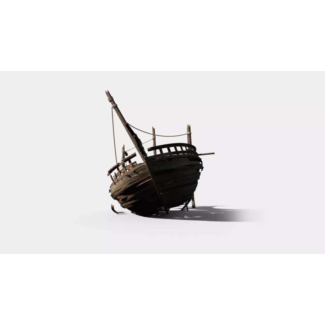 Shipwreck Camp 3D Model – Historic Nautical Scene, FBX & PBR Textures - View 3
