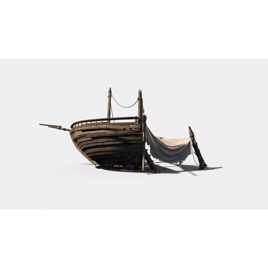 Shipwreck Camp 3D Model – Historic Nautical Scene, FBX & PBR Textures - View 4