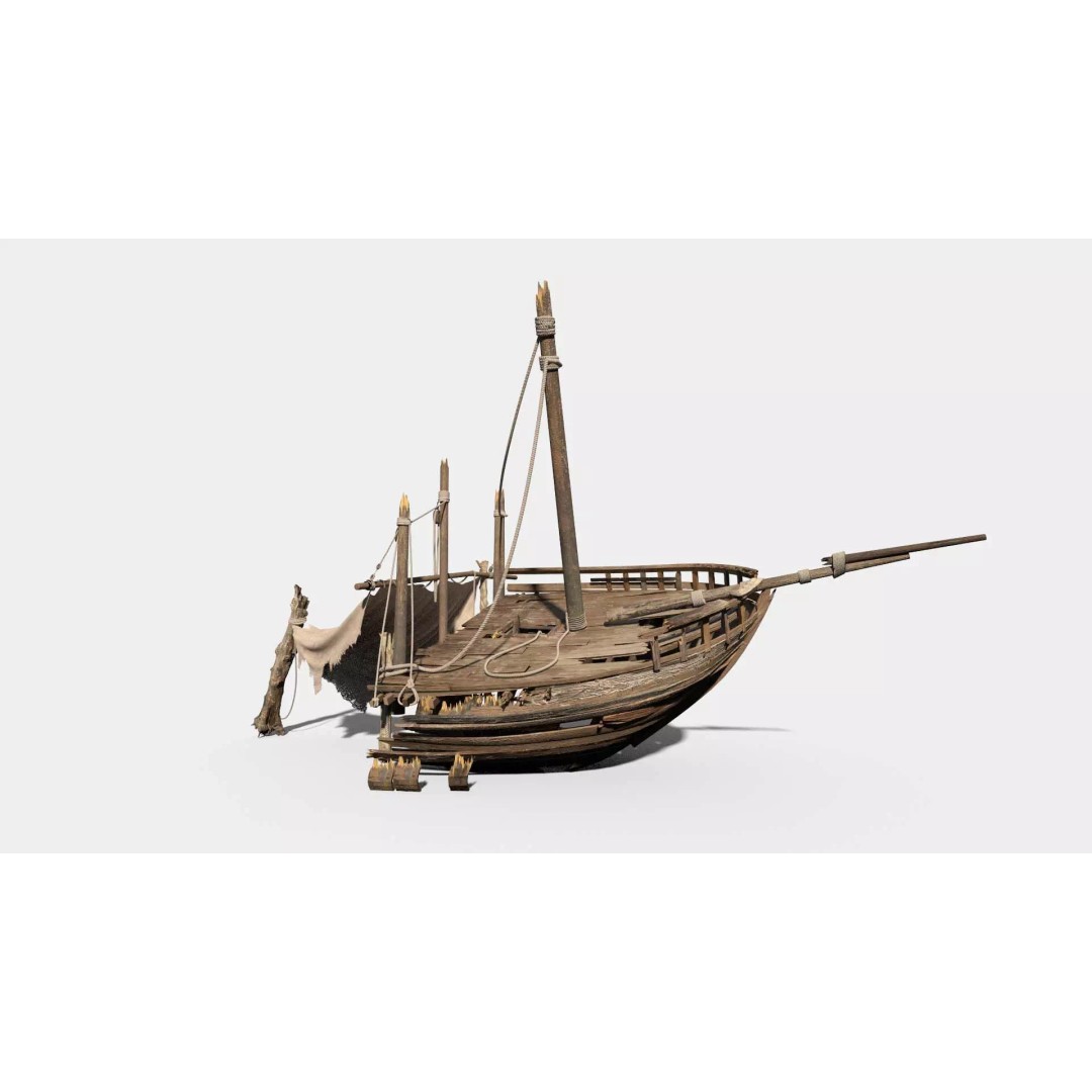Shipwreck Camp 3D Model – Historic Nautical Scene, FBX & PBR Textures - View 7