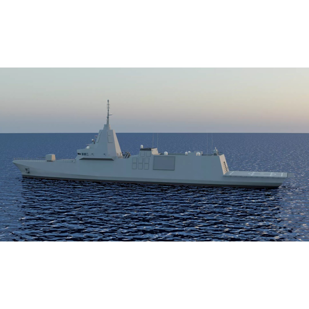 HDF-6000 3D Model – High Poly Frigate, Game Ready, FBX