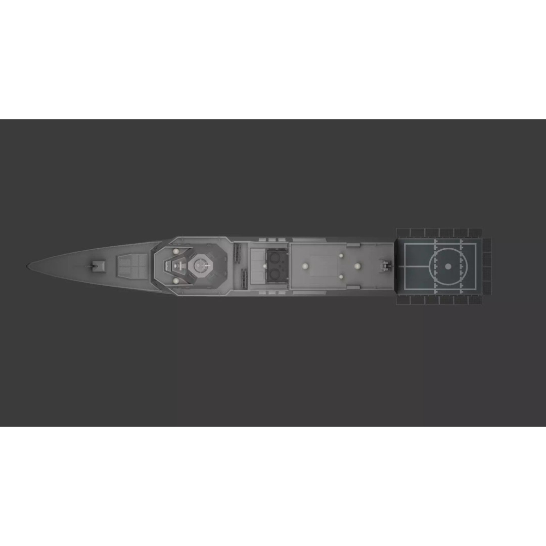 HDF-6000 3D Model – High Poly Frigate, Game Ready, FBX - View 12