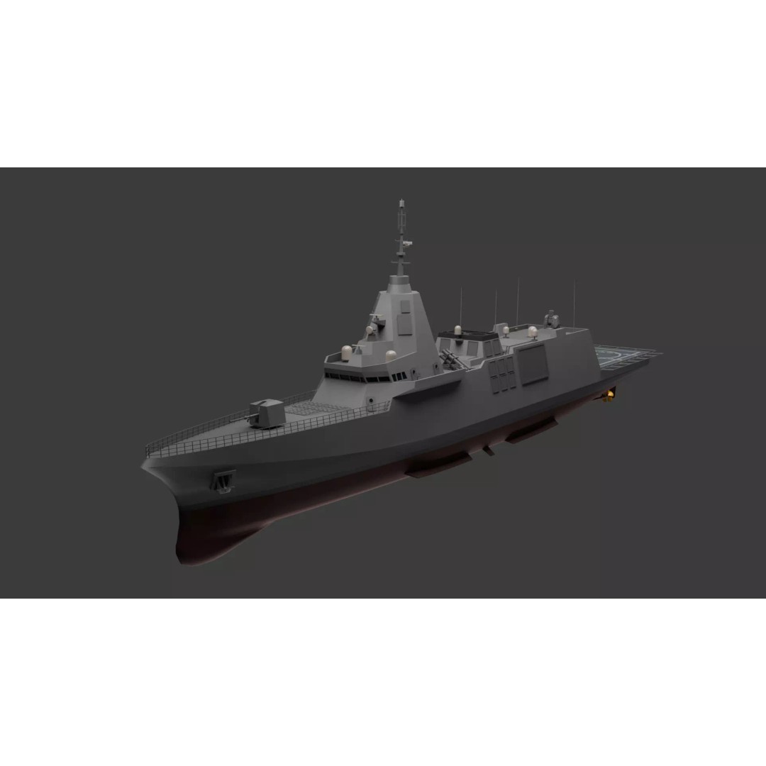 HDF-6000 3D Model – High Poly Frigate, Game Ready, FBX - View 2