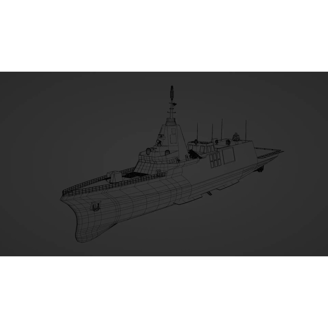 HDF-6000 3D Model – High Poly Frigate, Game Ready, FBX - View 4
