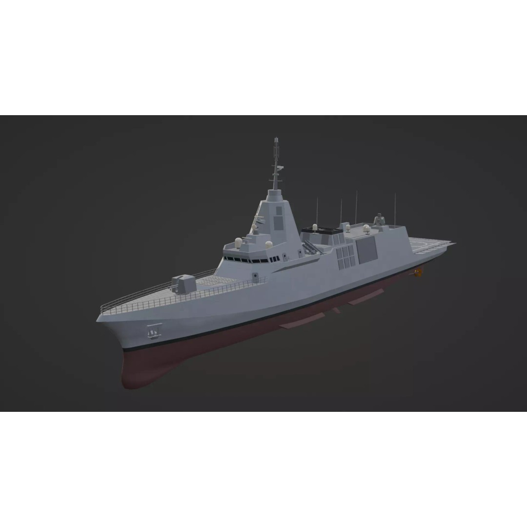 HDF-6000 3D Model – High Poly Frigate, Game Ready, FBX - View 6