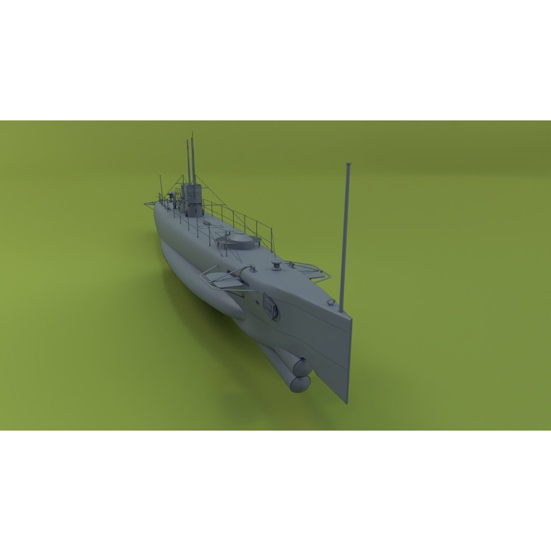 HMS Swordfish Submarine 3D Model – Low Poly Historical Naval Asset, FBX, Blender - View 10