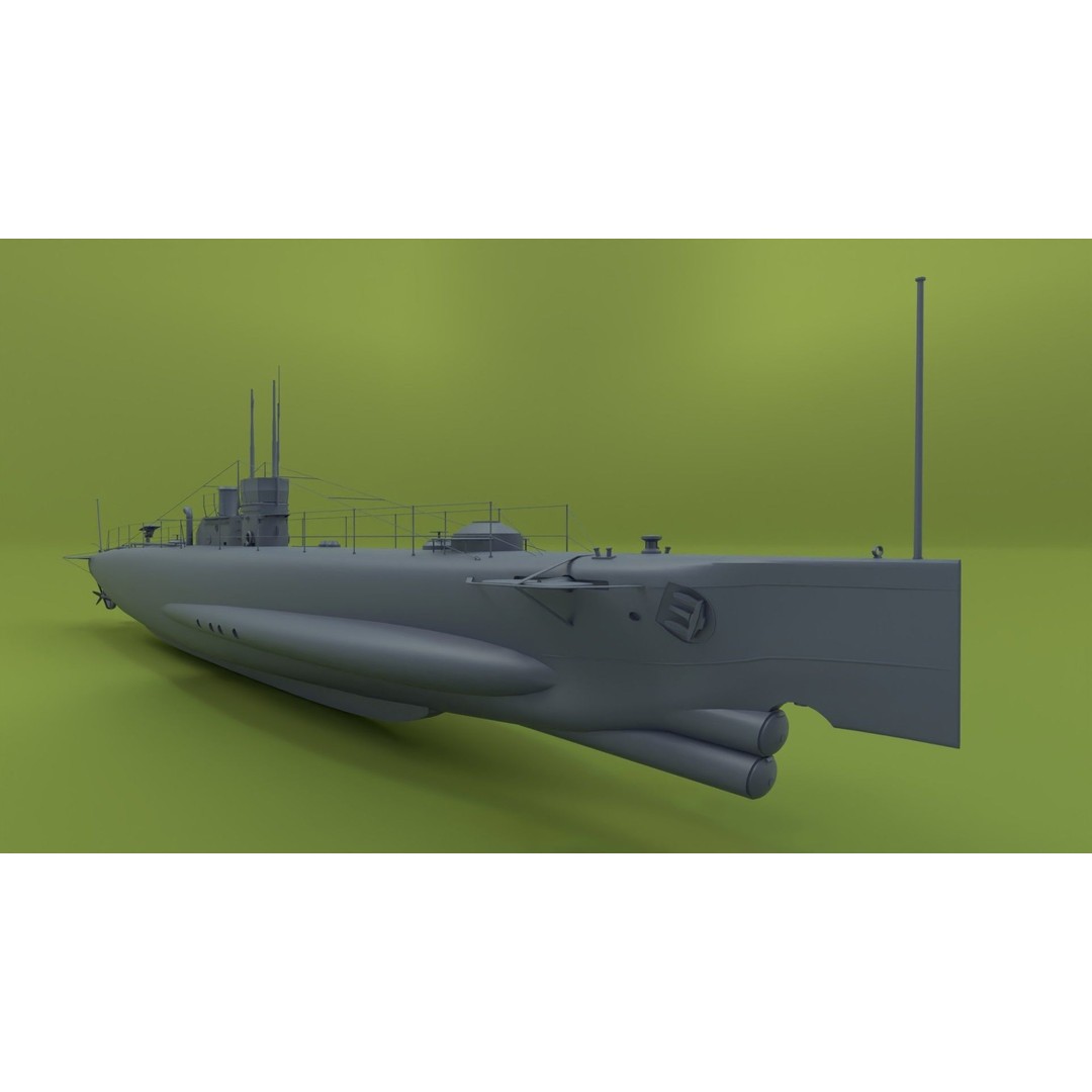 HMS Swordfish Submarine 3D Model – Low Poly Historical Naval Asset, FBX, Blender - View 11