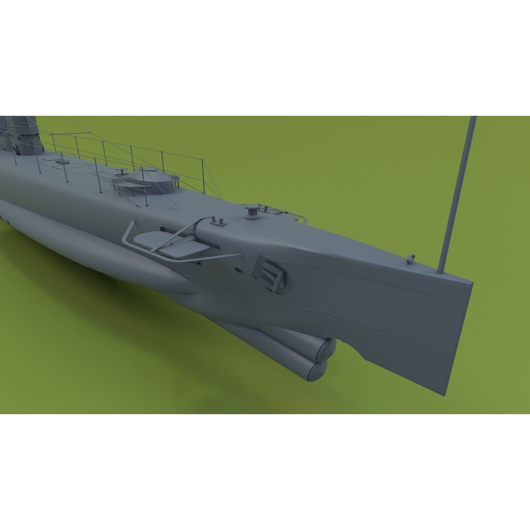 HMS Swordfish Submarine 3D Model – Low Poly Historical Naval Asset, FBX, Blender - View 14