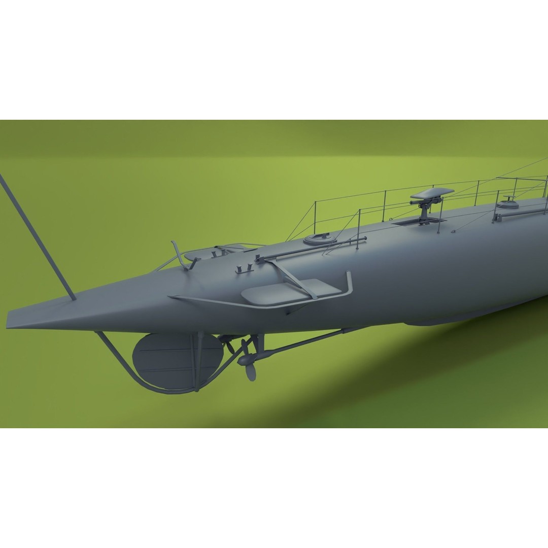 HMS Swordfish Submarine 3D Model – Low Poly Historical Naval Asset, FBX, Blender - View 16