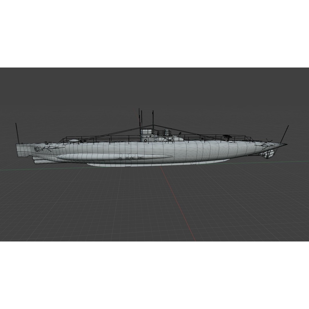 HMS Swordfish Submarine 3D Model – Low Poly Historical Naval Asset, FBX, Blender - View 18