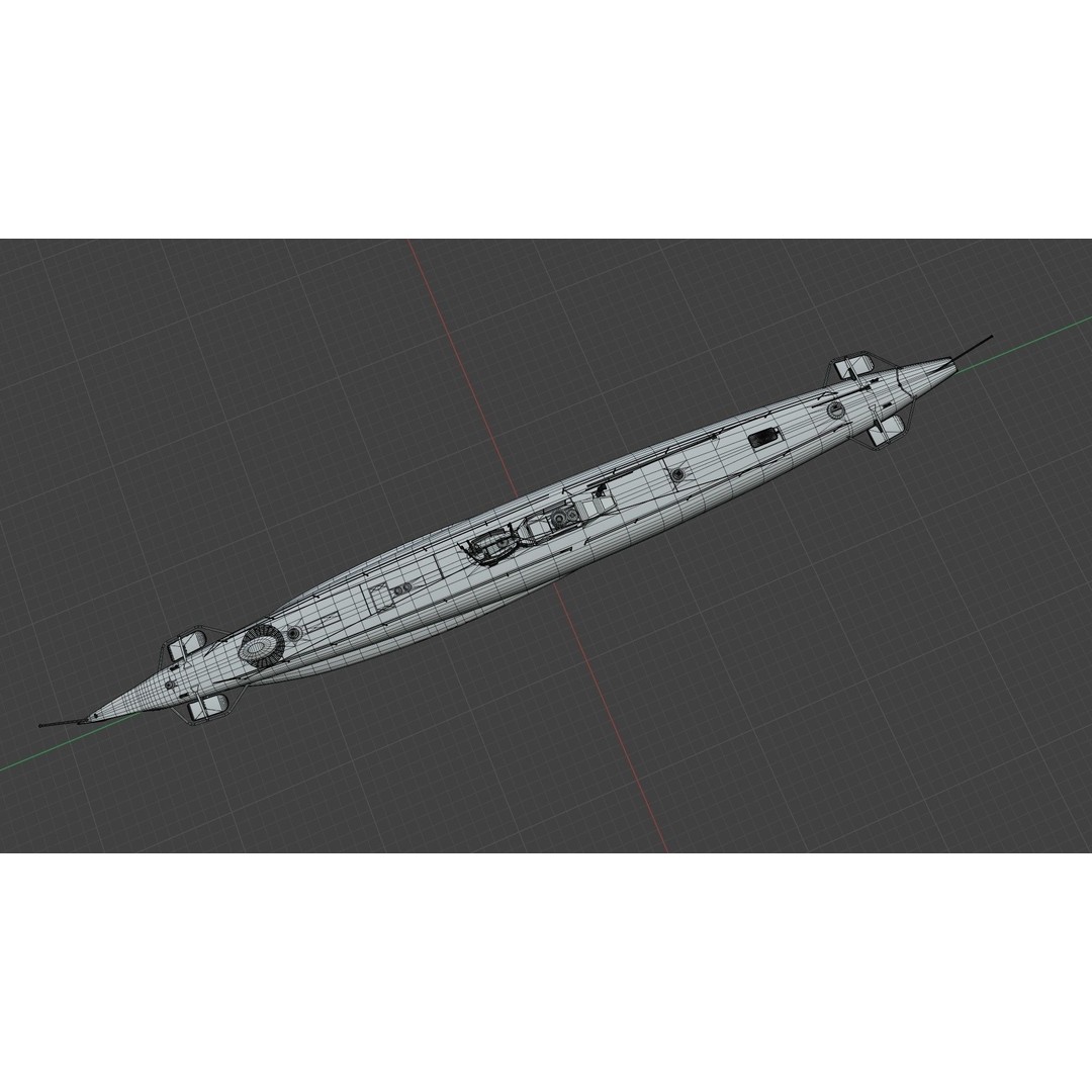 HMS Swordfish Submarine 3D Model – Low Poly Historical Naval Asset, FBX, Blender - View 19