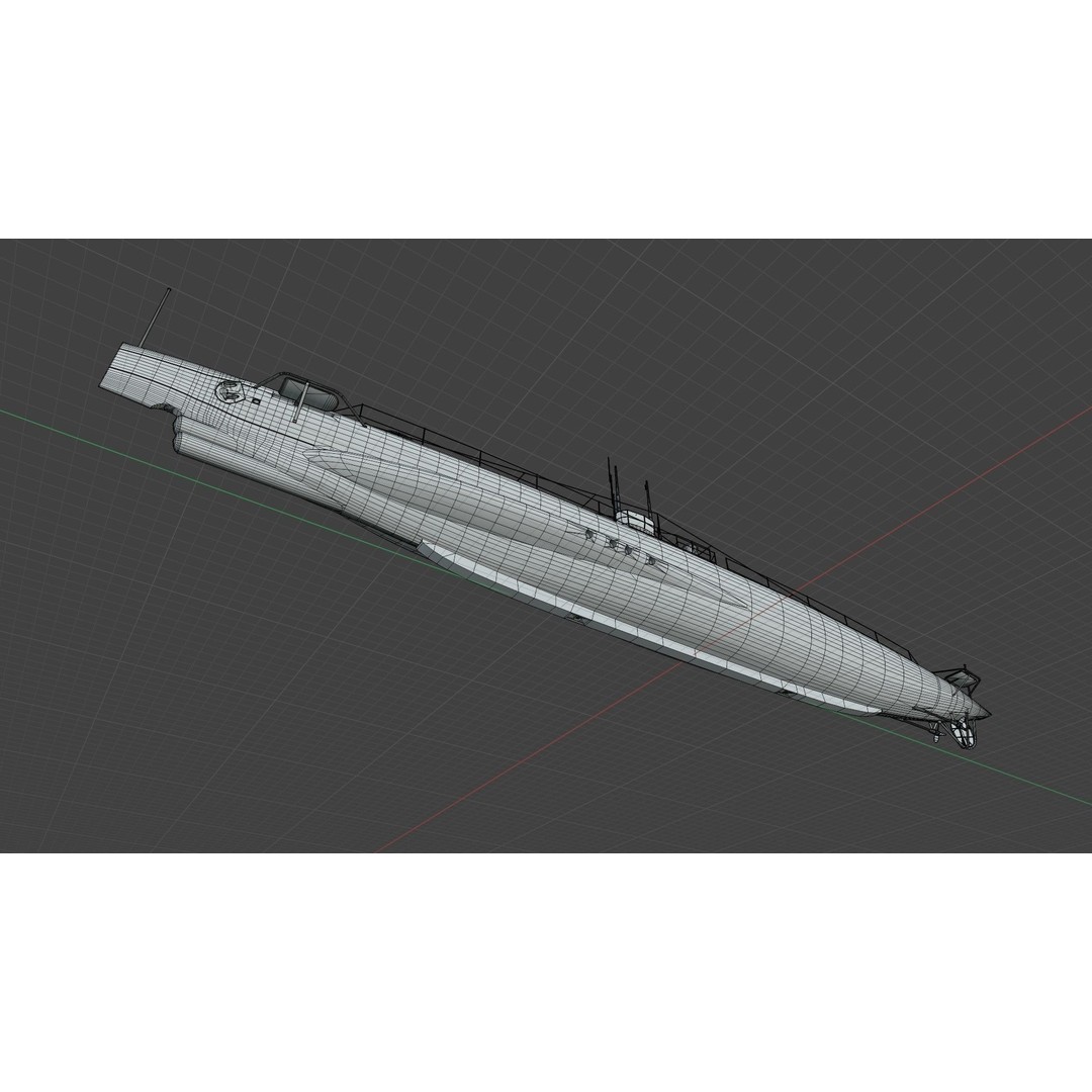 HMS Swordfish Submarine 3D Model – Low Poly Historical Naval Asset, FBX, Blender - View 20