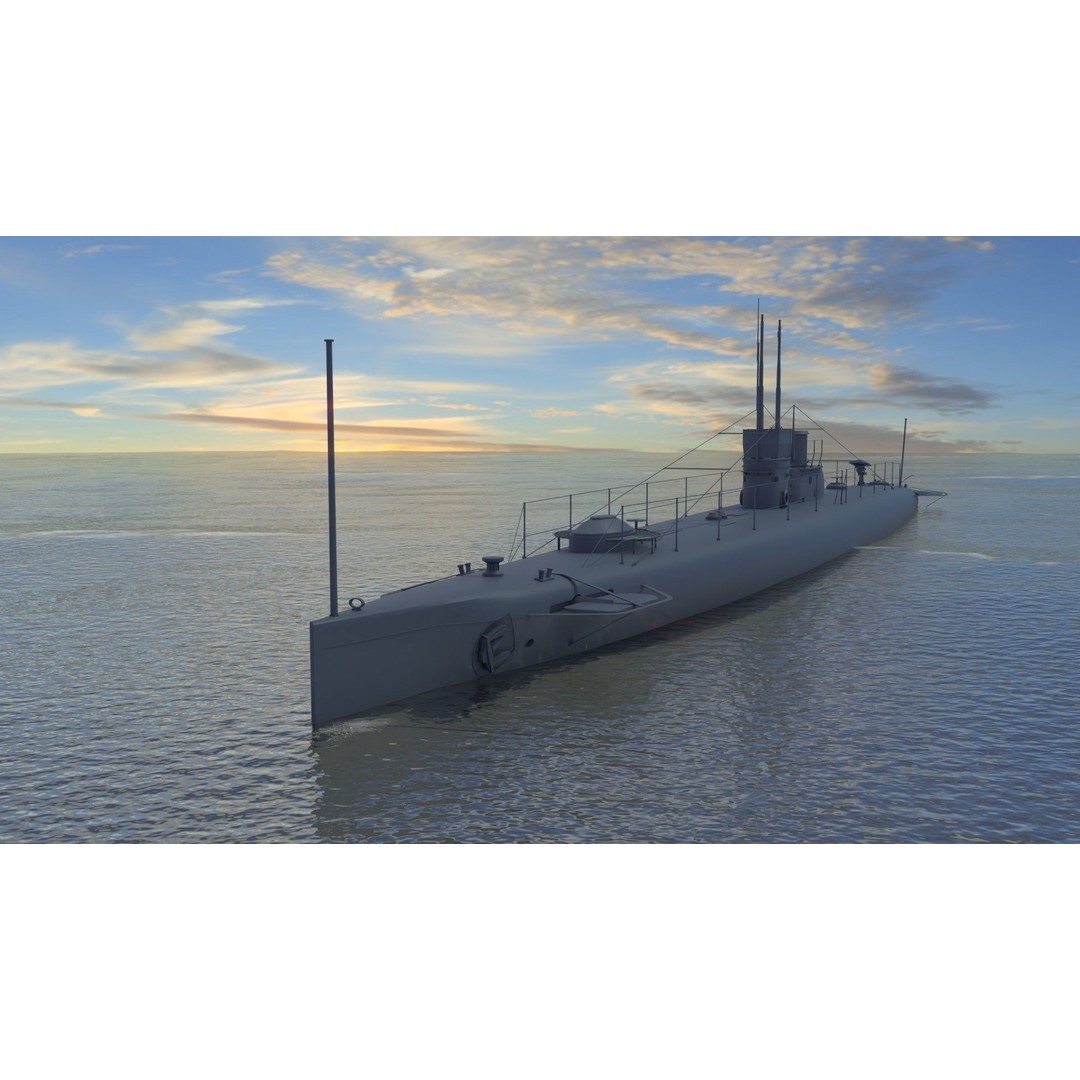 HMS Swordfish Submarine 3D Model – Low Poly Historical Naval Asset, FBX, Blender - View 3