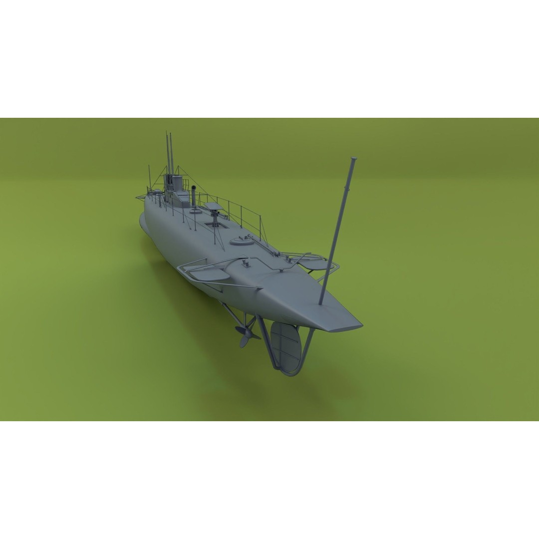 HMS Swordfish Submarine 3D Model – Low Poly Historical Naval Asset, FBX, Blender - View 7