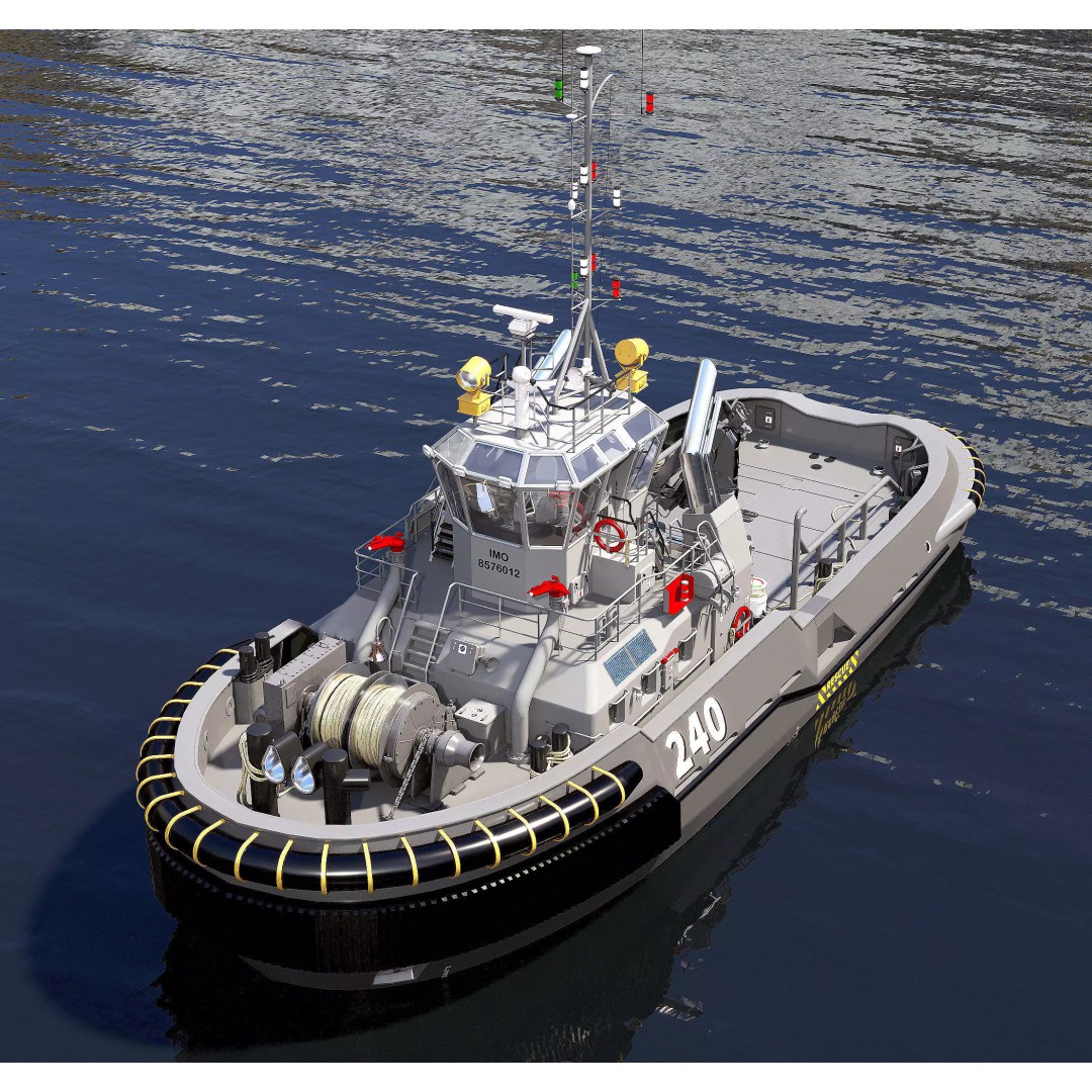 Military Tugboat 3D Model – High-Poly Game Asset, FBX, OBJ, PBR - View 3